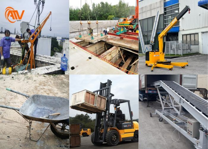 Các thiết bị nâng hạ và vận chuyển vật tư trong quá trình xây dựng