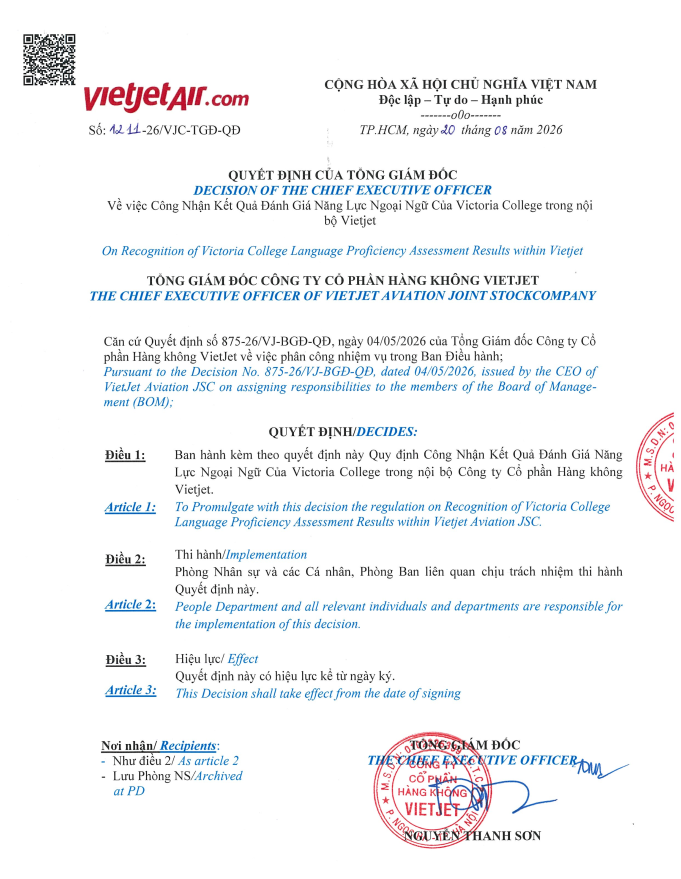 chung-nhan-ngoai-ngu-victoria-college-duoc-vietjet-air-cong-nhan