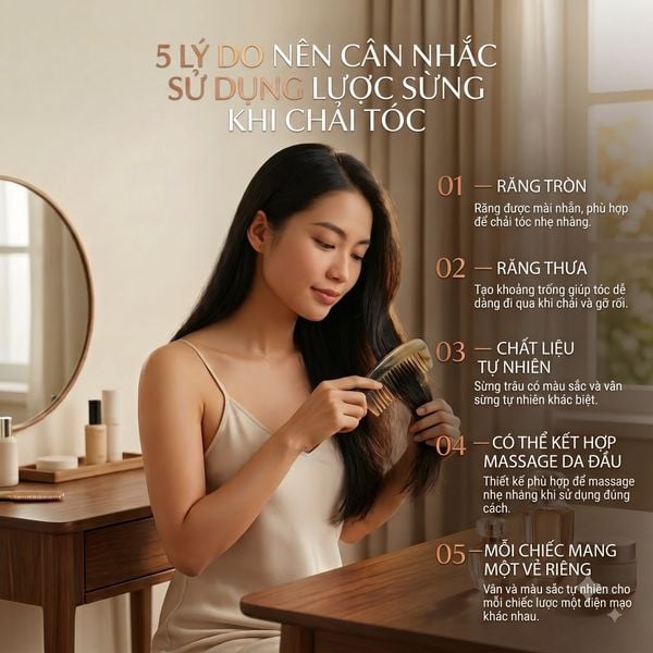 5 lý do nên cân nhắc lược sừng khi chải tóc