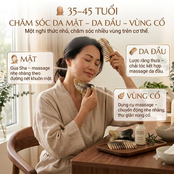 Độ tuổi 35–45: Chăm sóc mặt, đầu và cổ