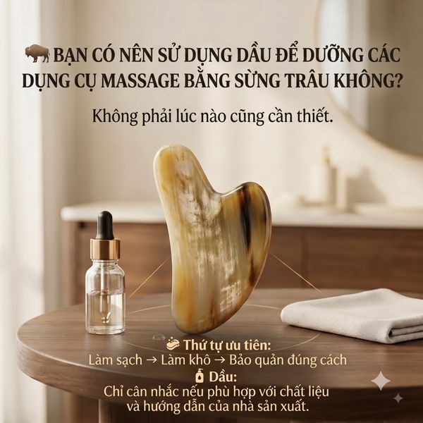 Có nên dùng dầu để dưỡng dụng cụ massage sừng trâu?