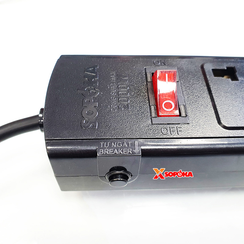 Ổ Cắm Điện 6 Lỗ 2200W Lõi Sứ Chống Cháy Tự Ngắt Điện Quá Tải 6T SOPOKA