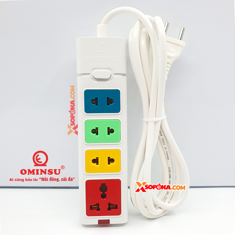 Ổ cắm điện 4 lỗ 2500W OMINSU 4ST có CB reset chống quá tải