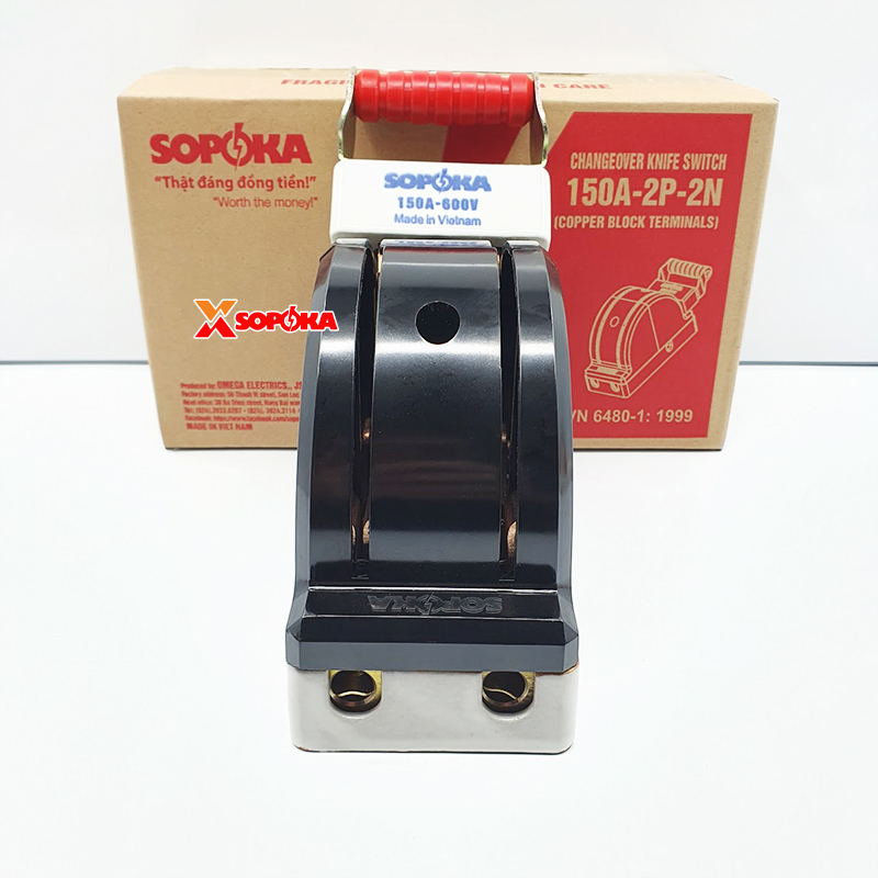 Cầu Dao Đảo Đế Sứ 1 Pha 150A 2P 600V 2N Màu Đen D41 SOPOKA
