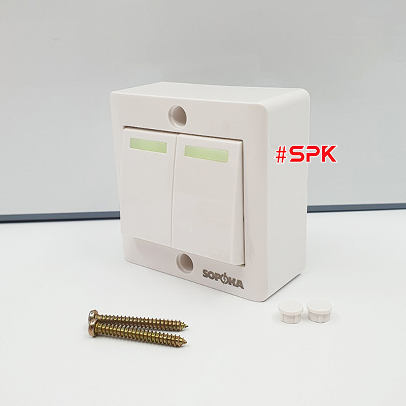 Công Tắc Đôi SOPOKA E2S – Chống Cháy, Có Dạ Quang, 5A 220V