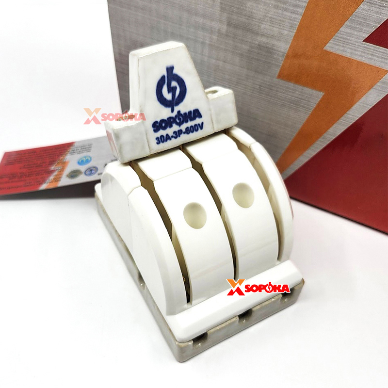 Cầu Dao Đảo Đế Sứ 3 Pha 30A 3P 2N 250V Cực Đúc D26 SOPOKA