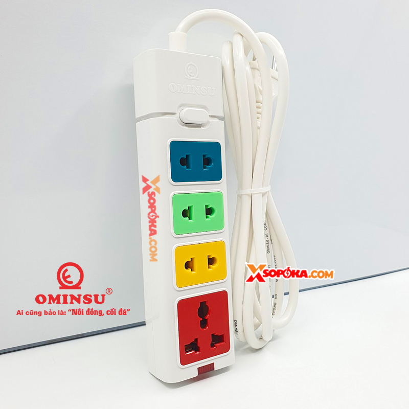 Ổ cắm điện 4 lỗ 2500W OMINSU 4ST có CB reset chống quá tải