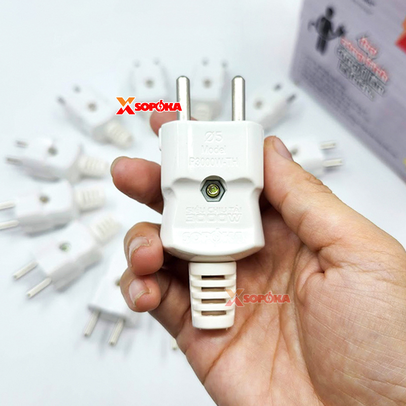 SOPOKA Phích Cắm Siêu Chịu Tải Thân Hẹp P3000W-TH 3000W Ø5 – 15A 250V