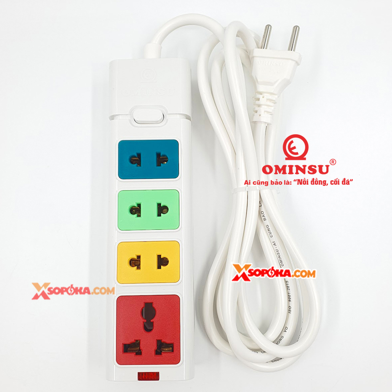 Ổ cắm điện 4 lỗ 2500W OMINSU 4ST có CB reset chống quá tải