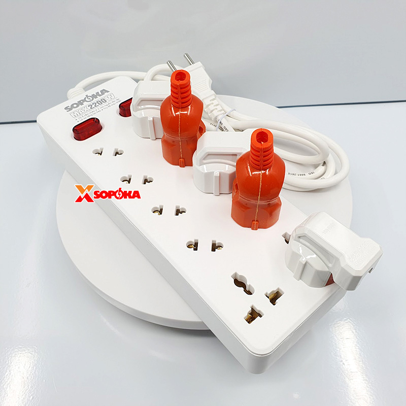 Ổ Cắm Điện 10 Lỗ Chéo Không Vướng Dây 2200W 10A 10A2/10A4/10A6 SOPOKA