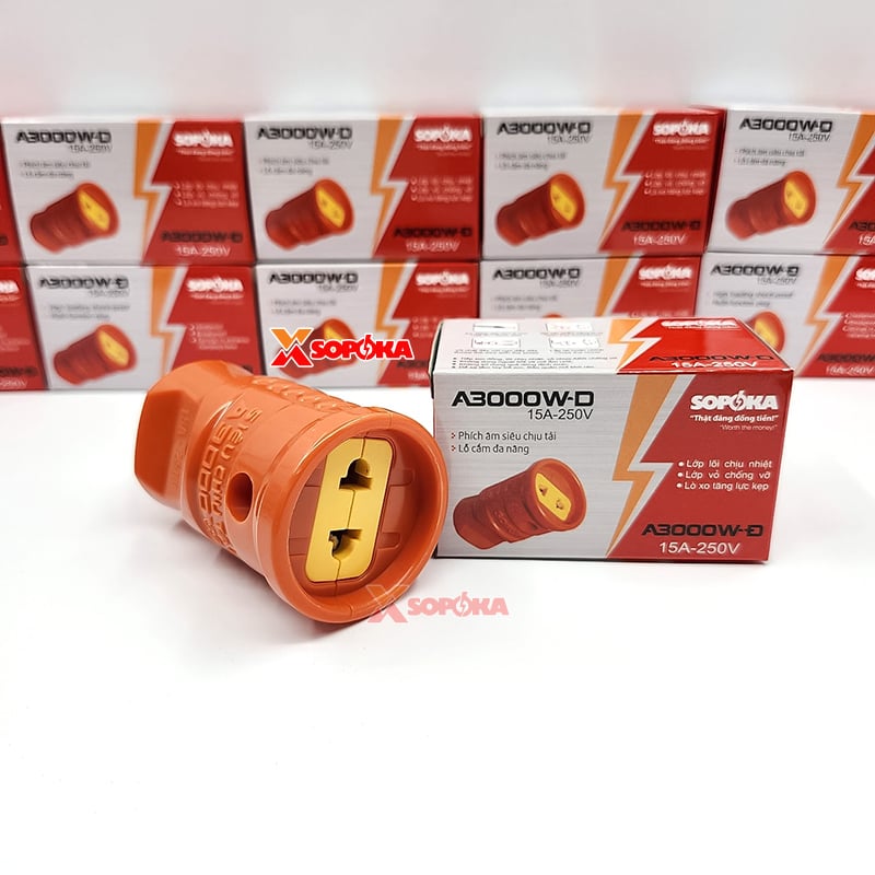 Phích Cắm Điện Âm Siêu Chịu Tải 3000W A3000W-D SOPOKA