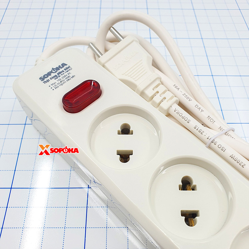 Ổ Cắm Điện 5 Lỗ Chéo Âm Lõi Sứ 2200W – Model 5L2 SOPOKA