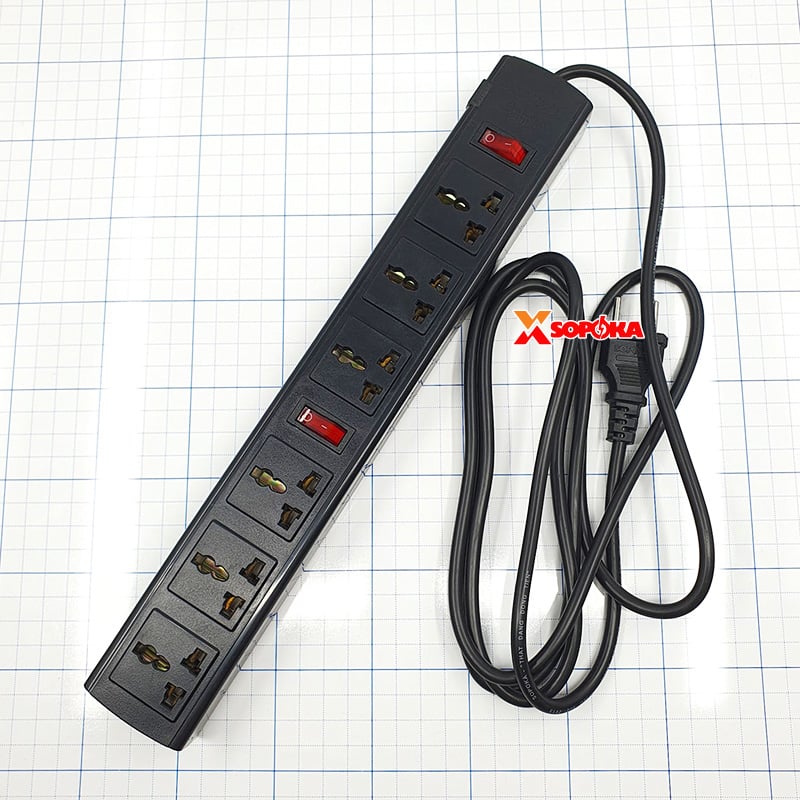 Ổ Cắm Điện 6 Lỗ 2200W Lõi Sứ Chống Cháy Tự Ngắt Điện Quá Tải 6T SOPOKA