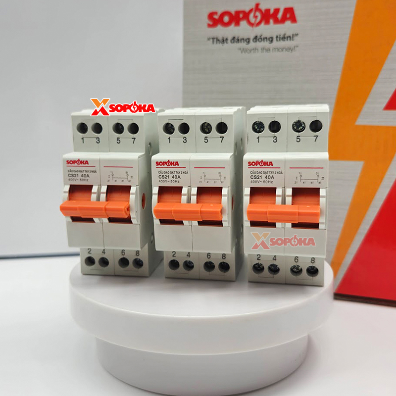 Cầu Dao Gạt Tay 2 Ngã 2P CS2P40A SOPOKA