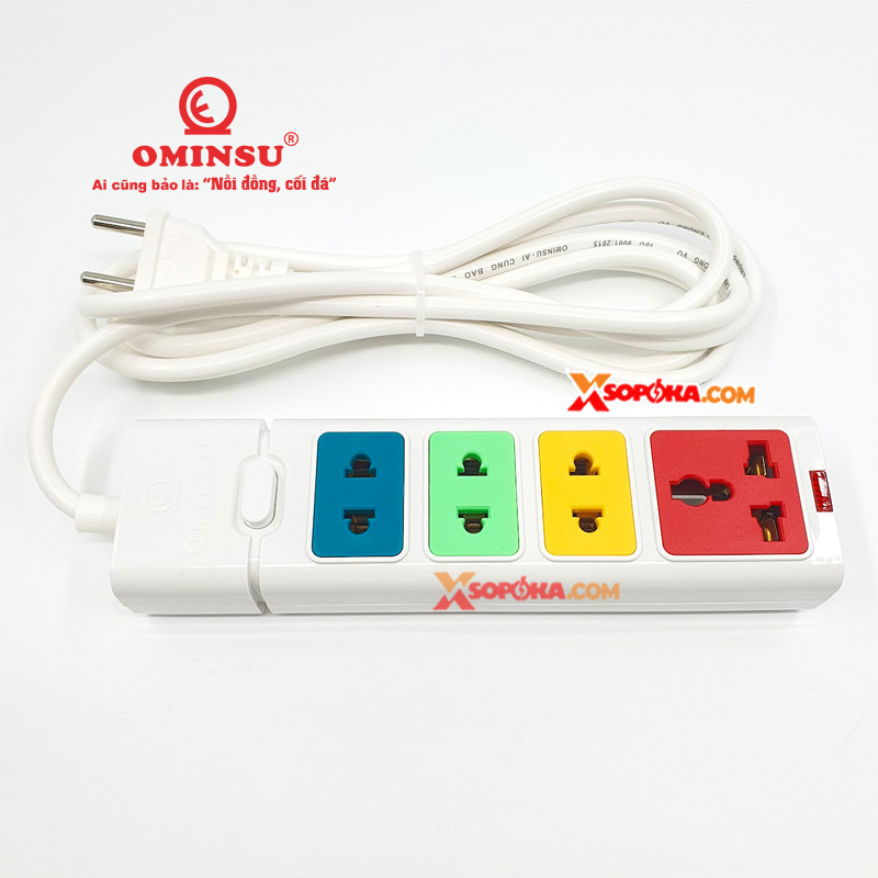 Ổ cắm điện 4 lỗ 2500W OMINSU 4ST có CB reset chống quá tải