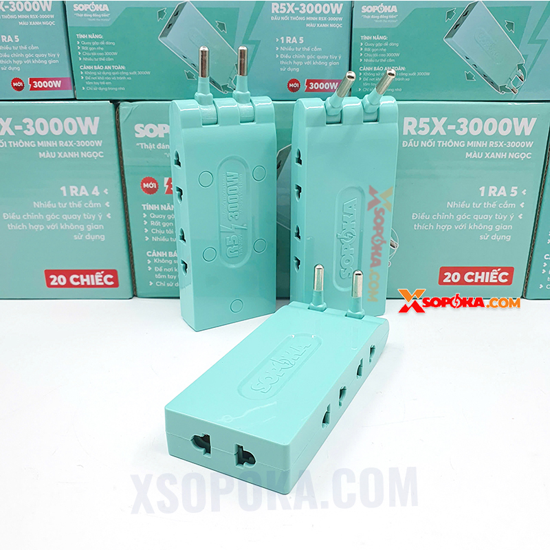 Ổ Chia Điện 5 Lỗ Dẹp Cổ Xoay 3000W R5X-3000W SOPOKA