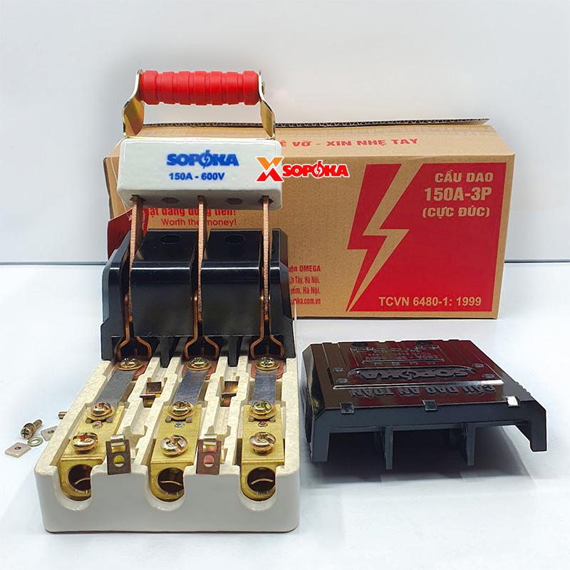 Cầu Dao Đế Sứ 3 Pha 3P 150A 600V Màu Đen D17 SOPOKA