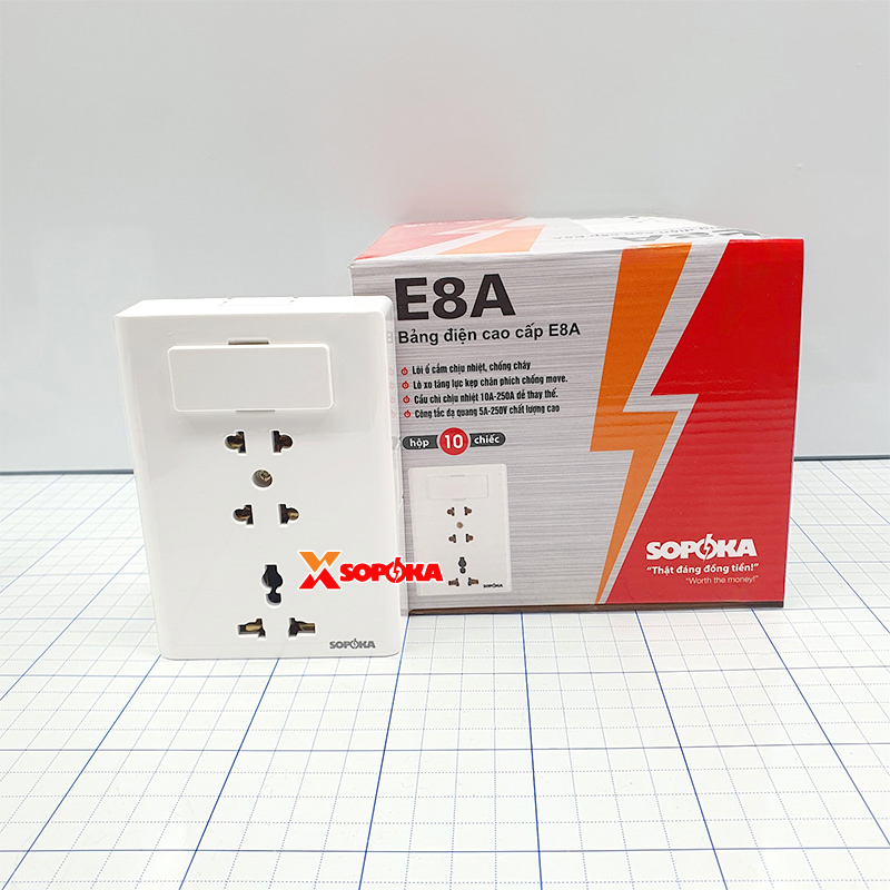 Bảng Điện Lắp Nổi Cao Cấp Dòng E 3 Ổ Cắm E8A SOPOKA