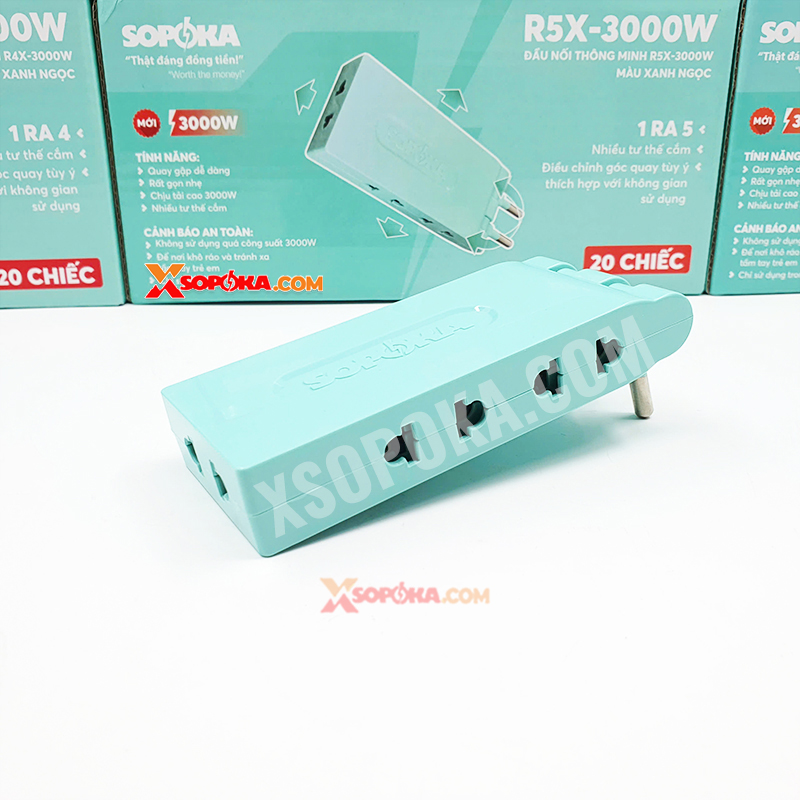 Ổ Chia Điện 5 Lỗ Dẹp Cổ Xoay 3000W R5X-3000W SOPOKA