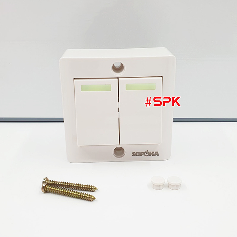 Công Tắc Đôi SOPOKA E2S – Chống Cháy, Có Dạ Quang, 5A 220V