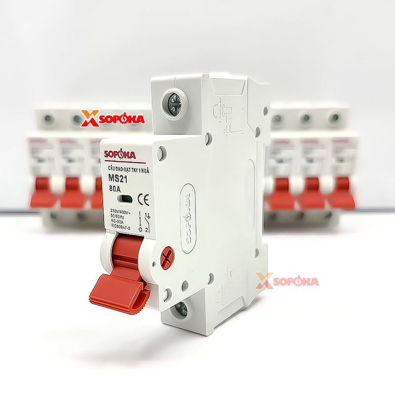 SOPOKA Cầu Dao Gạt Tay 1 Ngã 1P MS21 (dải 15A–80A)