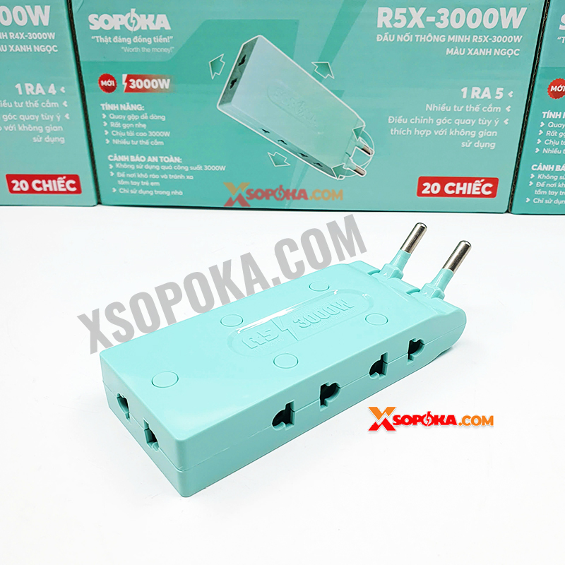 Ổ Chia Điện 5 Lỗ Dẹp Cổ Xoay 3000W R5X-3000W SOPOKA