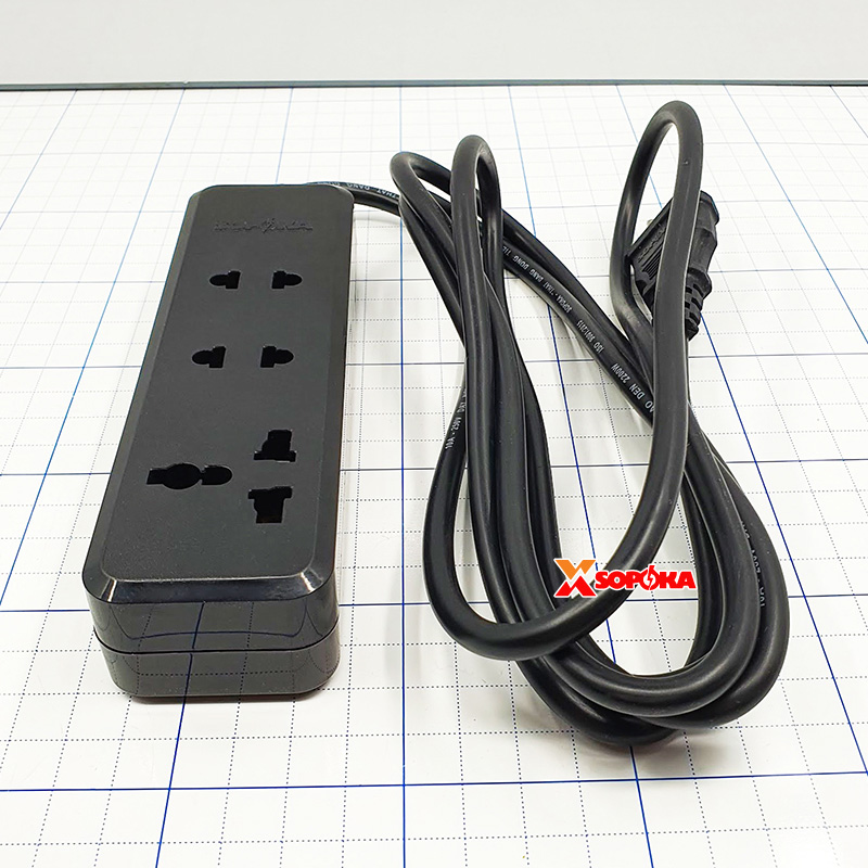 Ổ Cắm Điện 3 Lỗ 2200W Lõi Sứ Chịu Nhiệt Màu Đen 3K SOPOKA