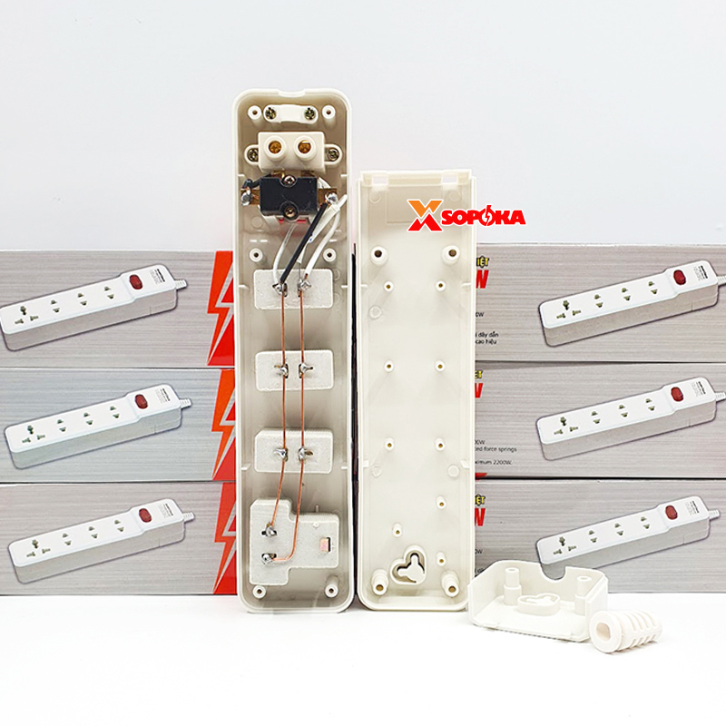 Ổ Cắm Điện 4 Lỗ 2200W Lõi Sứ Không Dây Có Công Tắc 4M-0 SOPOKA