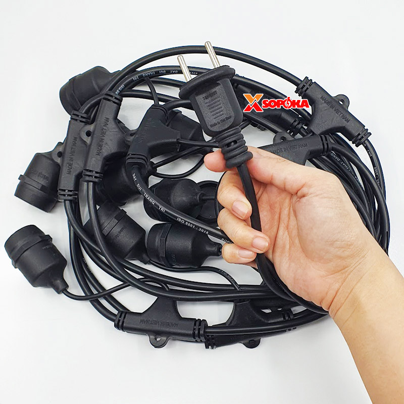 Dây Đui Bóng Đèn Trang Trí 5m 7.5m 10m Loại Thả Màu Đen SOPOKA