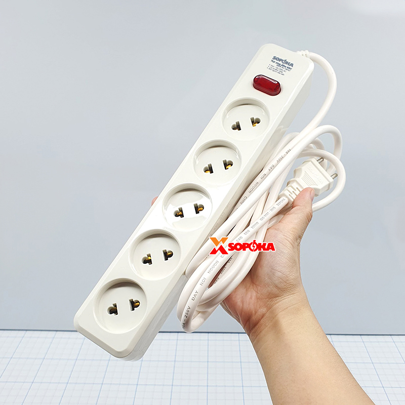 Ổ Cắm Điện 5 Lỗ Chéo Âm Lõi Sứ 2200W – Model 5L2 SOPOKA