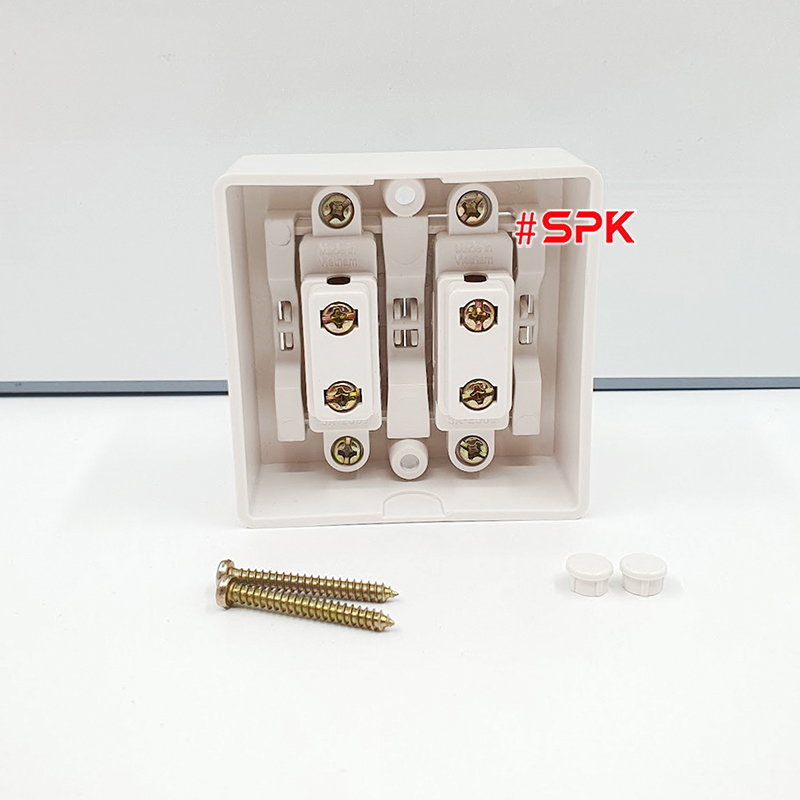 Công Tắc Đôi SOPOKA E2S – Chống Cháy, Có Dạ Quang, 5A 220V