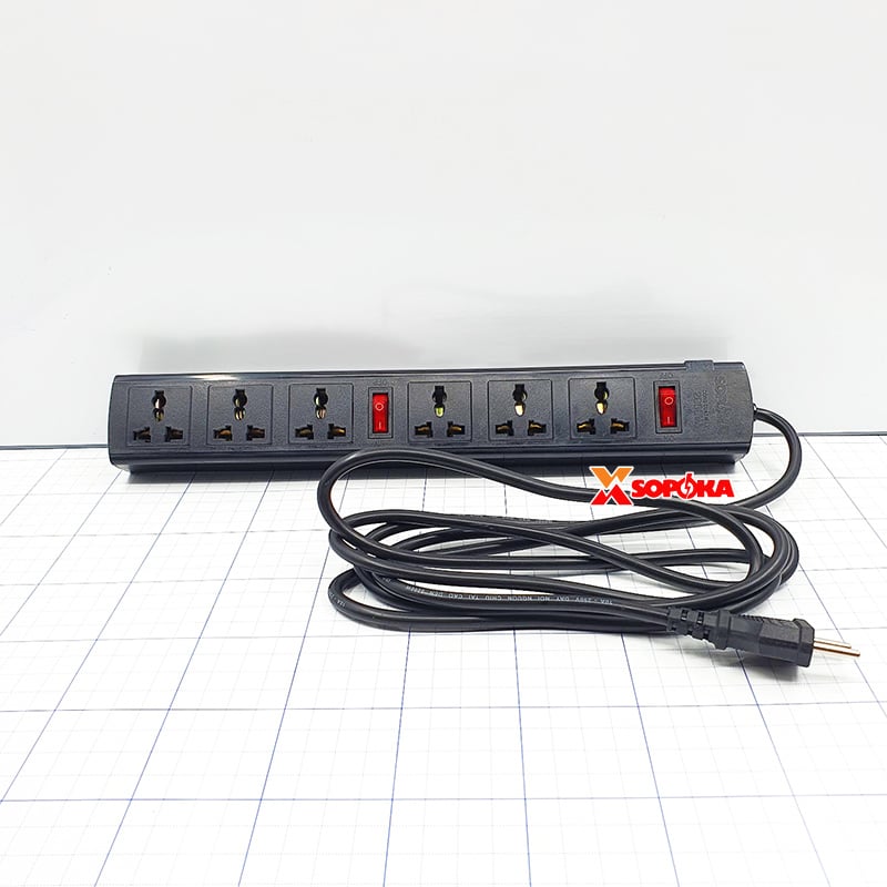 Ổ Cắm Điện 6 Lỗ 2200W Lõi Sứ Chống Cháy Tự Ngắt Điện Quá Tải 6T SOPOKA