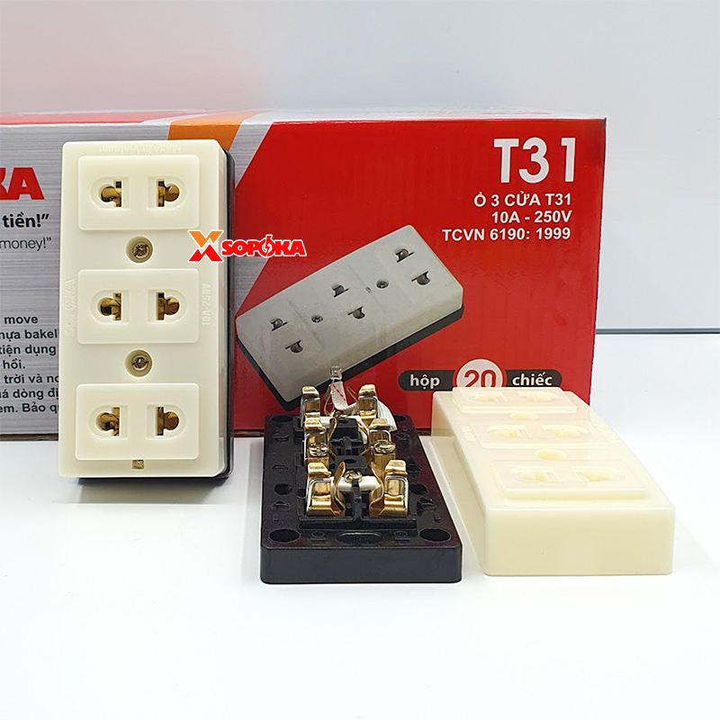 Ổ Cắm Điện Gắn Táp Lô 3 Lỗ T31 SOPOKA 2200W