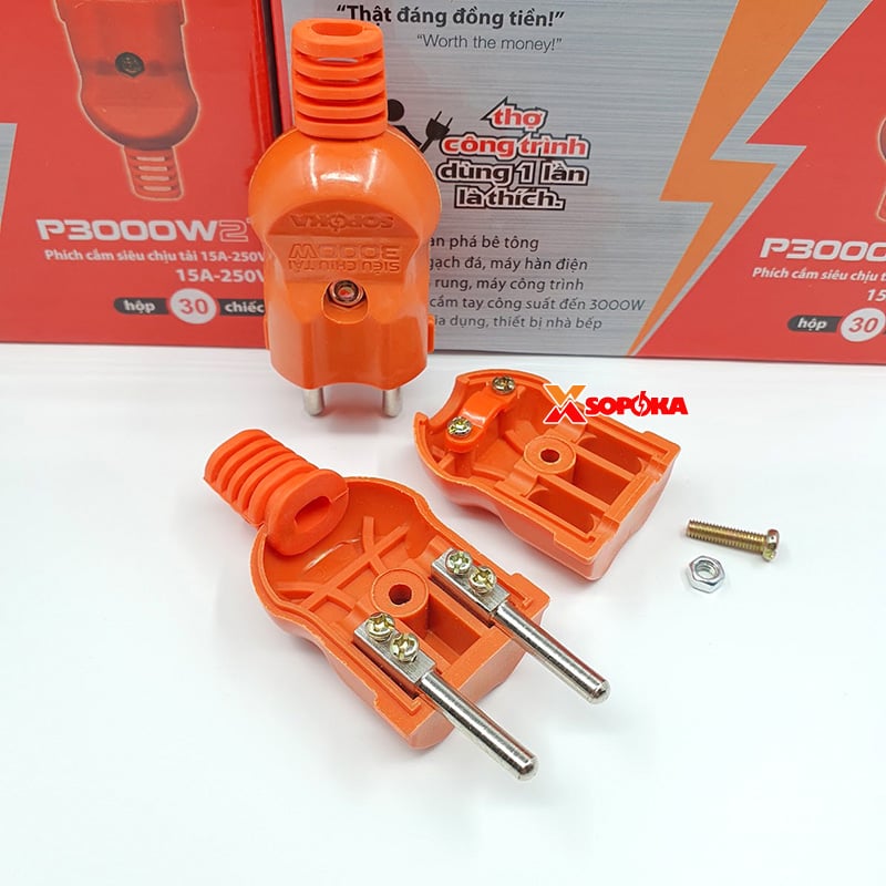 Phích Cắm Điện Dương Siêu Chịu Tải 3000W P3000W2+ SOPOKA