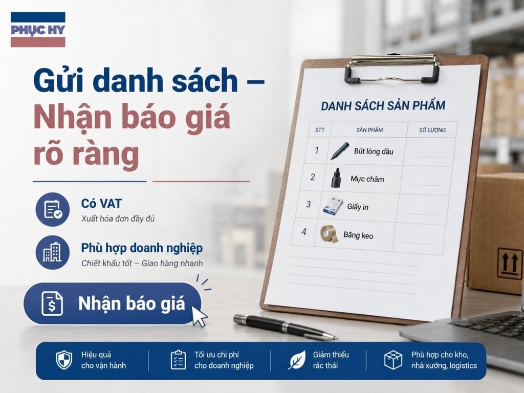 Gửi danh sách báo giá bút lông dầu và văn phòng phẩm tại Phục Hy
