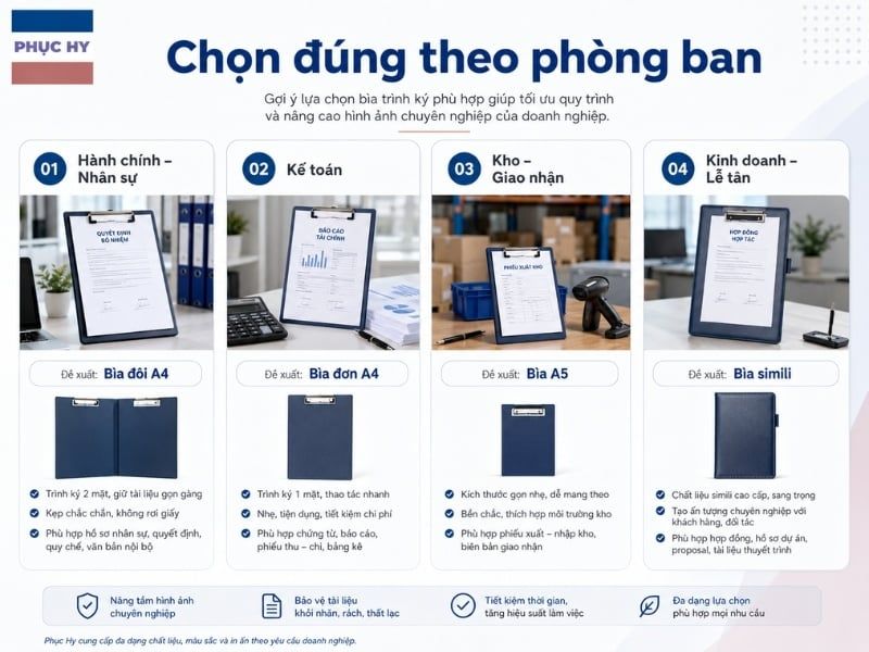 Chọn bìa trình ký theo từng phòng ban trong văn phòng