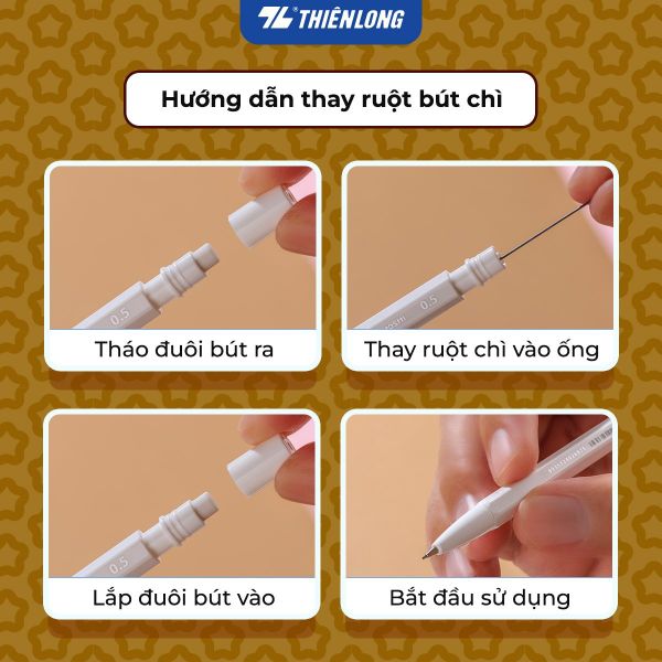 Hoshi Thiên Long PC-037/HS thay ruột chì dễ dàng