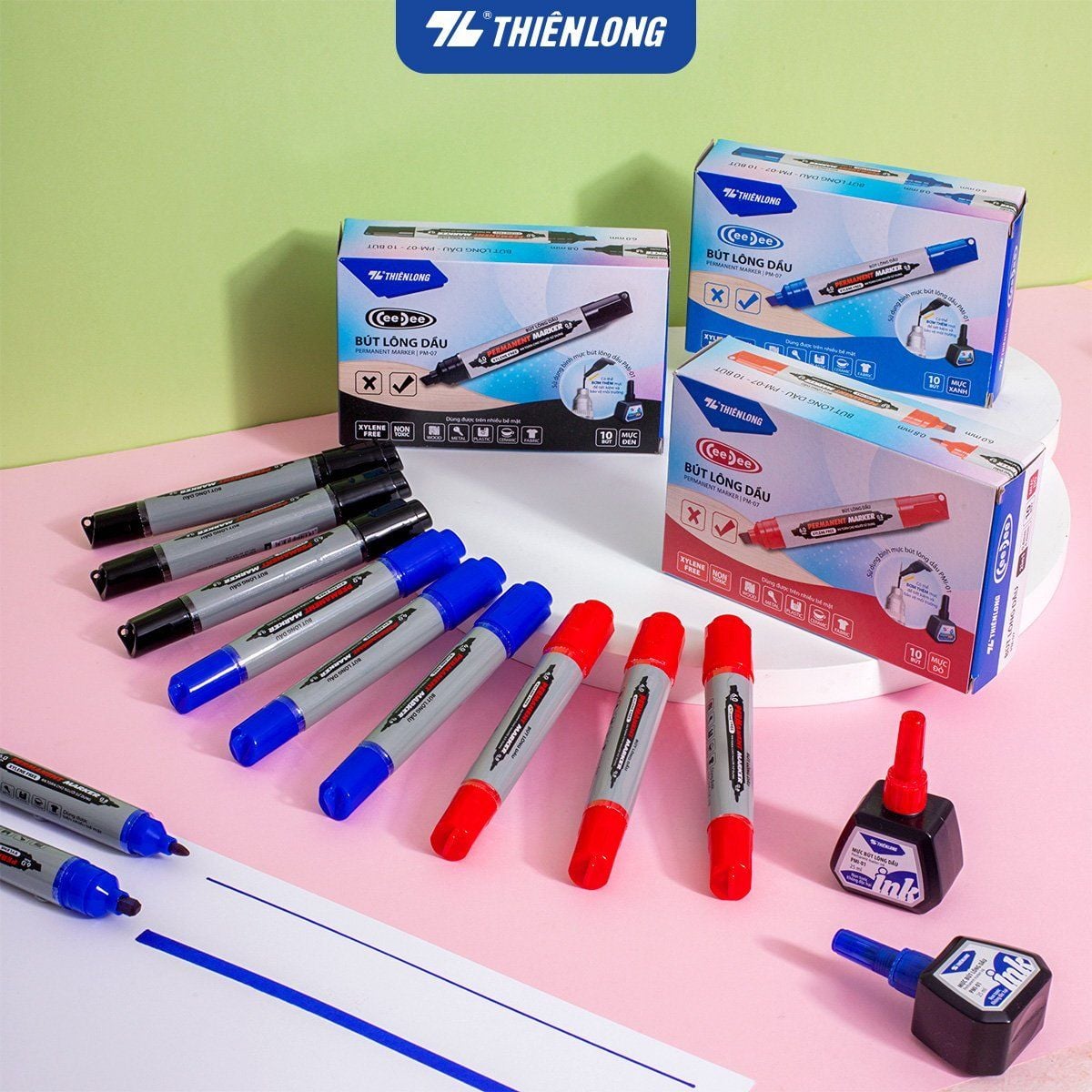 Bút lông dầu Thiên Long PM-07 hai đầu 0.8mm và 6mm