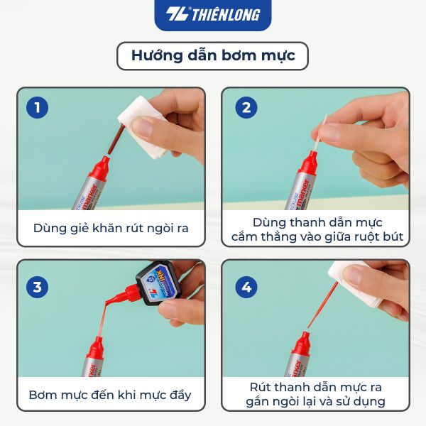 Bút lông dầu Thiên Long PM-09 có thể bơm mực