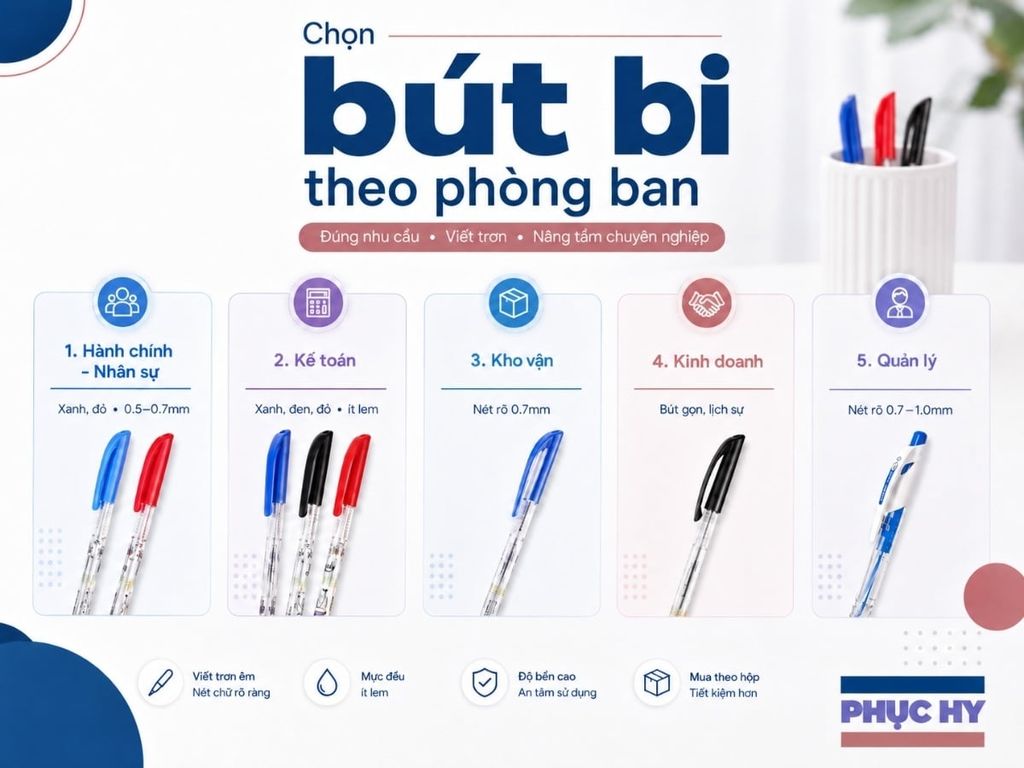 Chọn bút bi theo phòng ban trong công ty