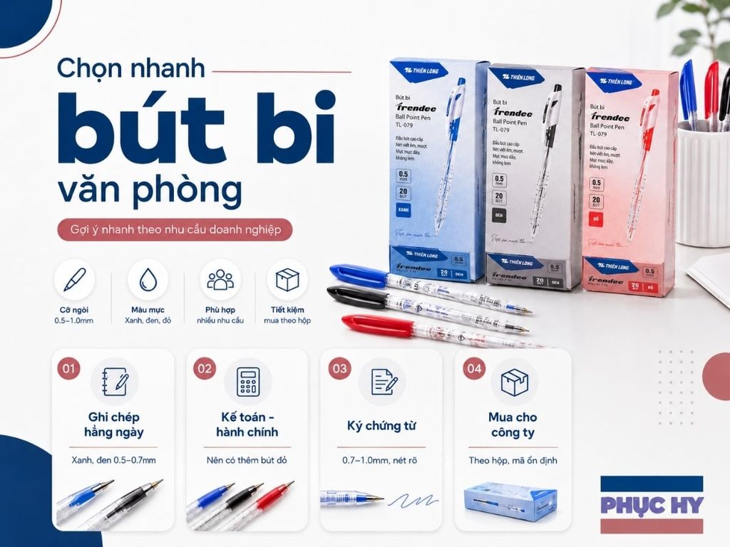 Chọn nhanh bút bi văn phòng theo nhu cầu doanh nghiệp