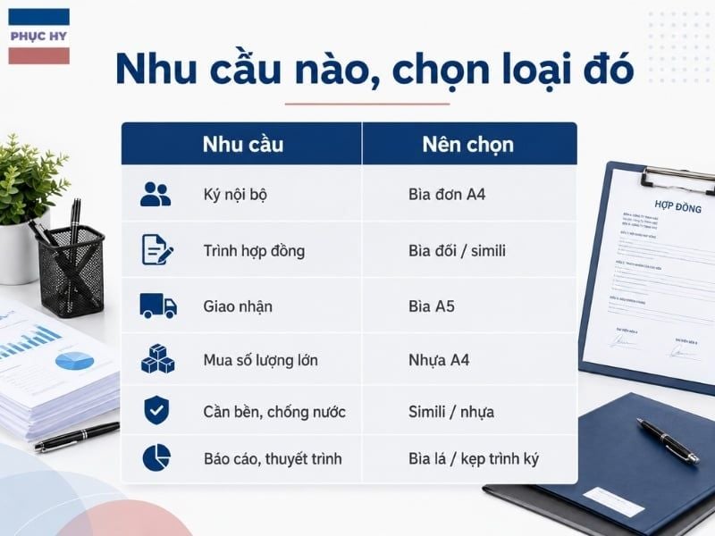 Gợi ý chọn bìa trình ký theo nhu cầu sử dụng