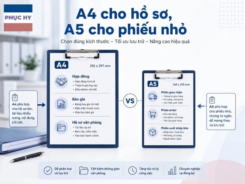So sánh bìa trình ký A4 và bìa trình ký A5
