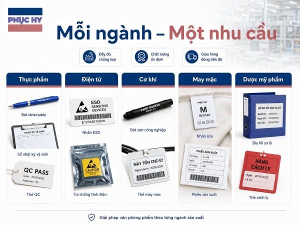 Văn phòng phẩm theo từng loại nhà máy