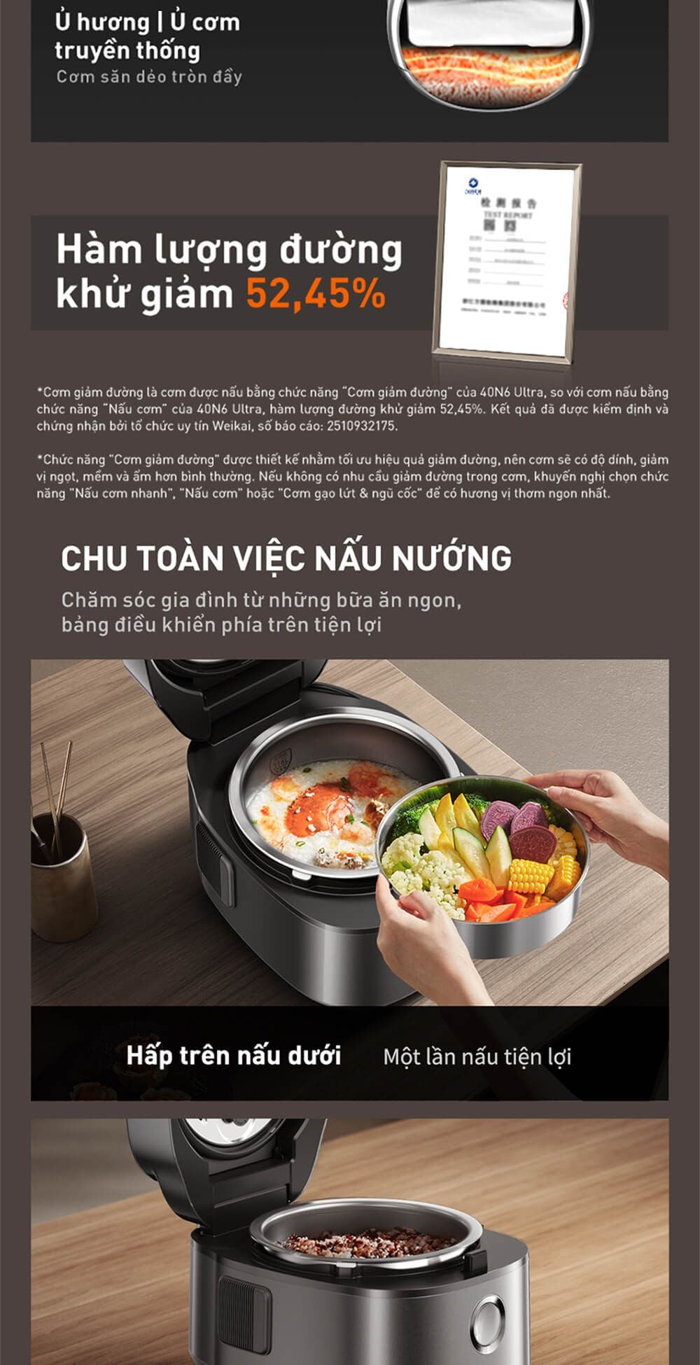 Chứng nhận giảm đưởng khử của nồi cơm cao tần giảm đường JNRC-40N6 Ultra