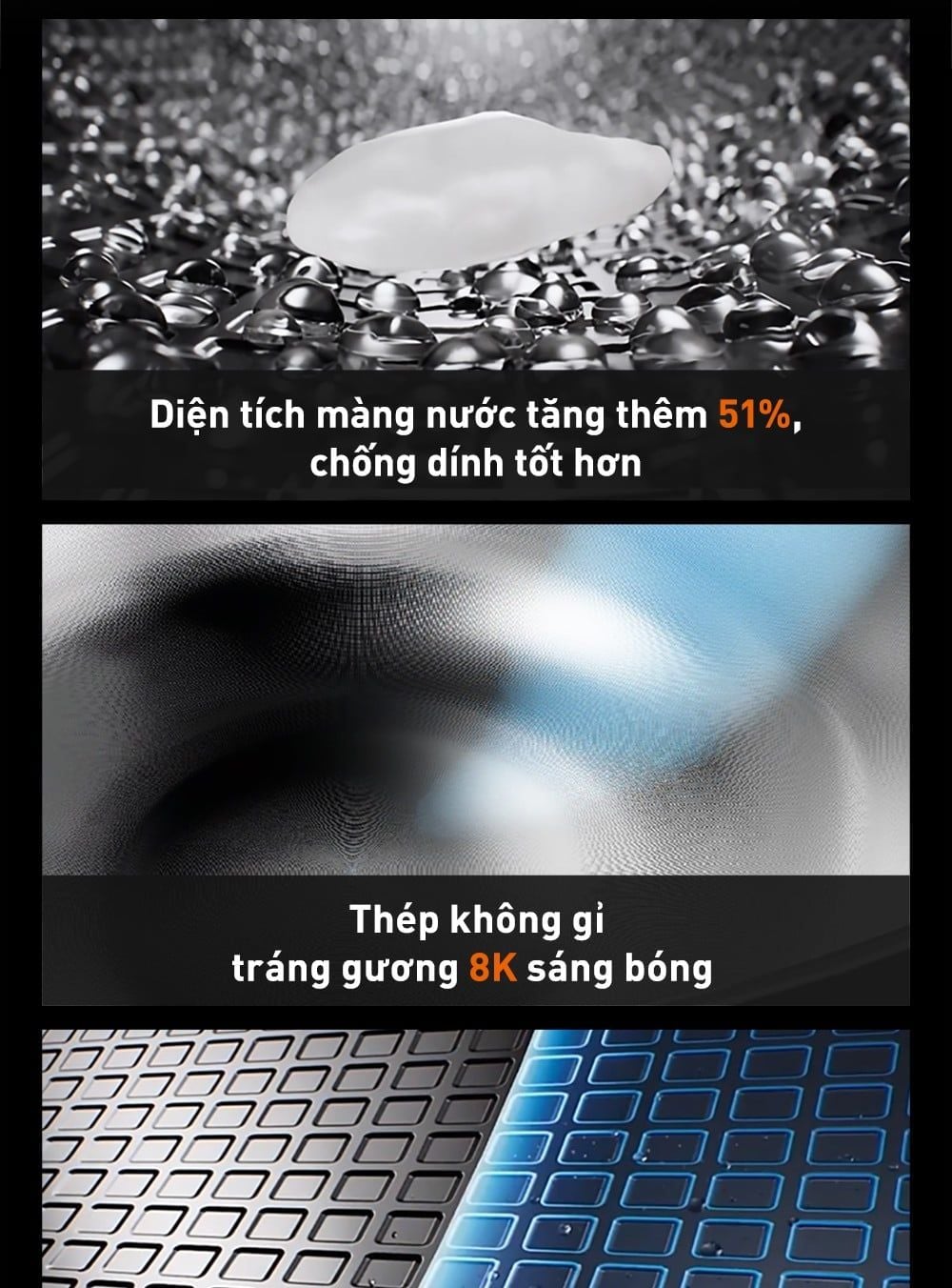 Nâng cấp chống dính tự nhiên với màng nước nổi độc quyền