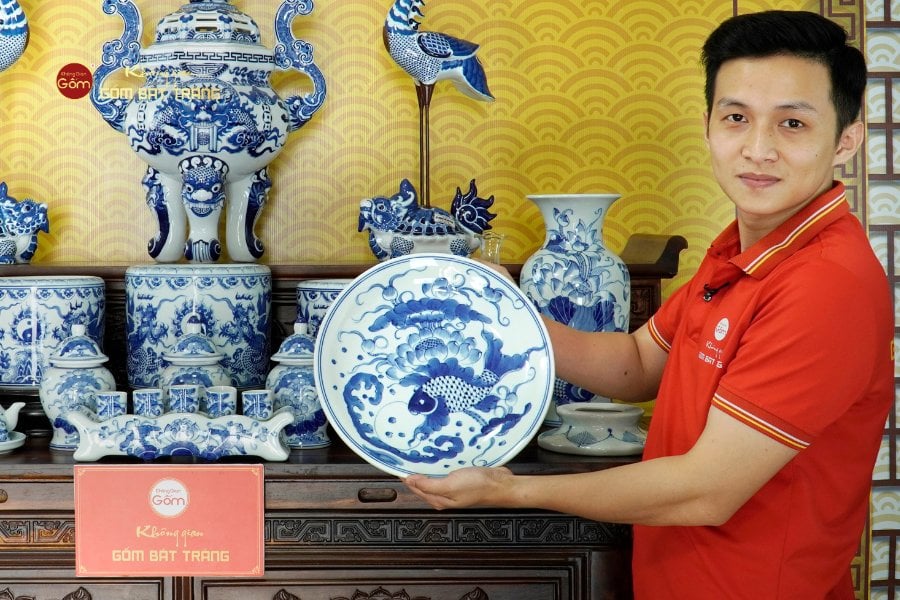 Bộ Đồ Thờ Gia Tiên (Cao Cấp 17 Món) Men Lam