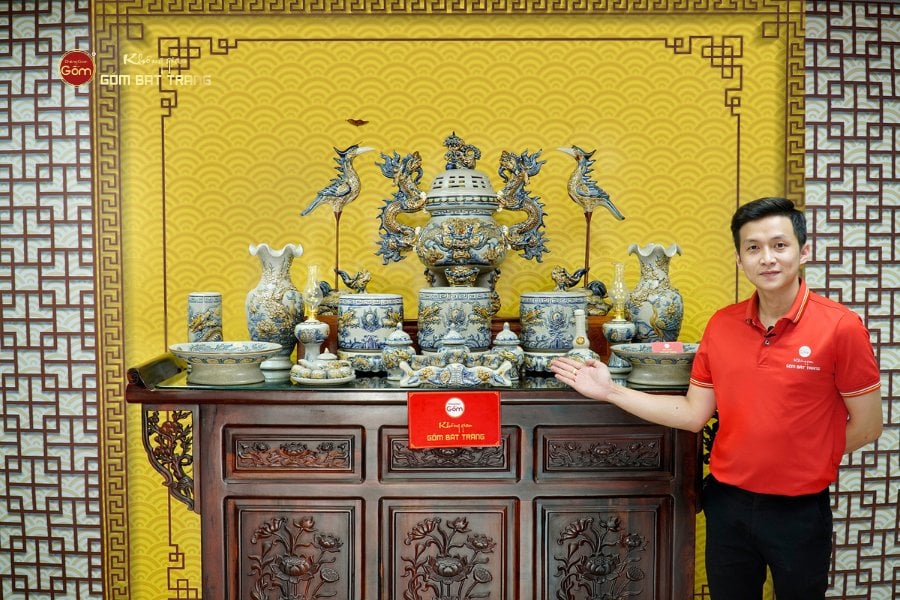 Bộ Đồ Thờ Gia Tiên (Cao Cấp 17 Món) Men Rạn