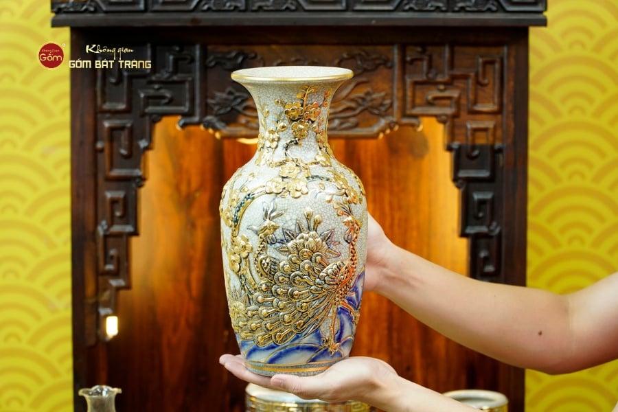 Bộ Đồ Thờ Thần Tài Thổ Địa (Cơ Bản 9 Món) Men Rạn Vẽ Vàng