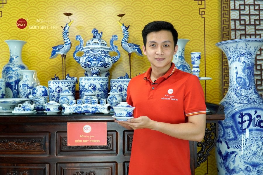 Bộ Đồ Thờ Gia Tiên (Hào Gia 34 Món) Men Lam